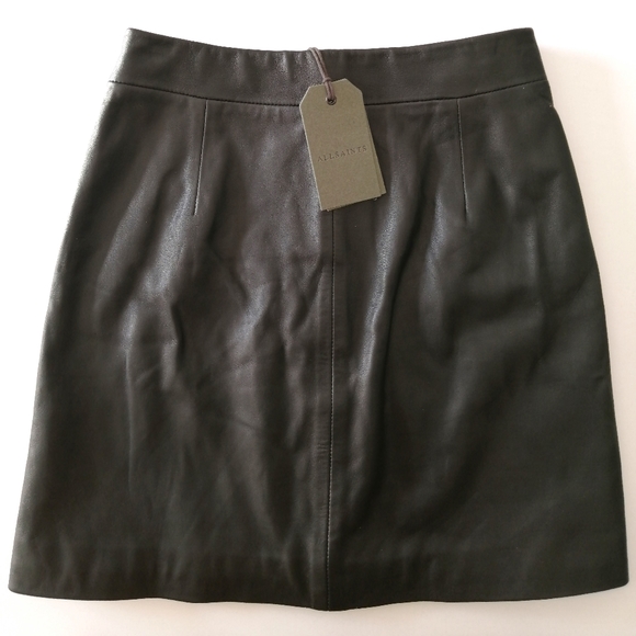 AllSaints Setal Button Down Leather Skirt - Picture 4 of 8